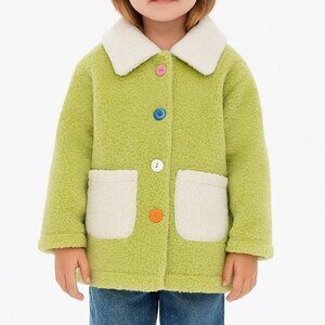 Toddler Fleece Coat Kids Winter Lapel Peacoat Outerwear size 110 3Y-4Y